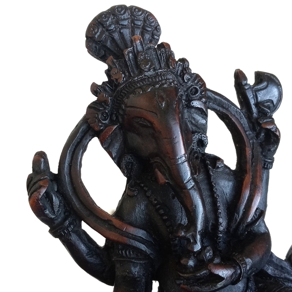 Antique Ganesh in Sitting Position Statue Figurine (Resin) 5 1/2” Tall - Picture 6 of 14
